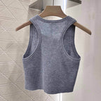 Minimalist Hem Embroidered Knitted Vest