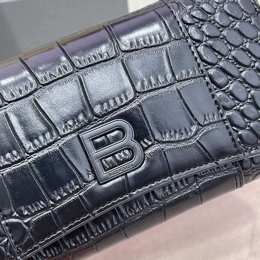 New crocodile patterned embossed cowhide large rectangular wallet