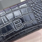 New crocodile patterned embossed cowhide large rectangular wallet