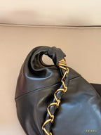 Round leather shoulder strap, crescent shaped semi-circular hobo, underarm bag, sheepskin