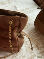 Matte suede triangular grid tote bag