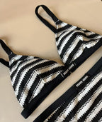 New striped split swimsuit