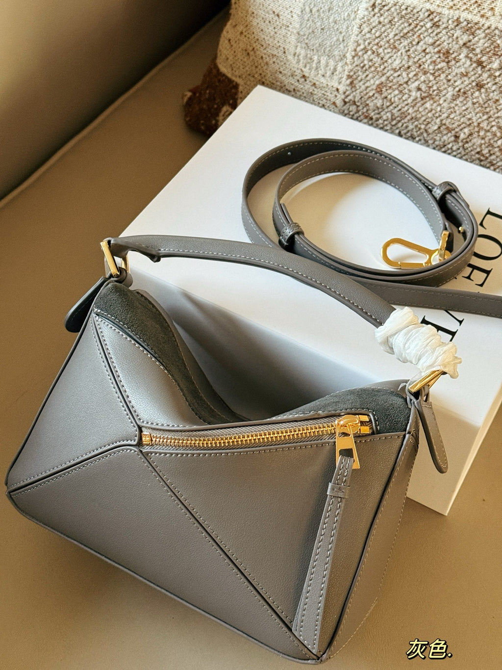 Matte leather patchwork color geometric bag cowhide