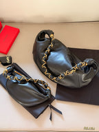 Round leather shoulder strap, crescent shaped semi-circular hobo, underarm bag, sheepskin