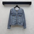 Chanel/Quilted Denim Jacket with Chain Detail