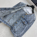 Chanel/Quilted Denim Jacket with Chain Detail