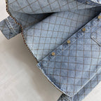Chanel/Diamond-Quilted Denim Shirt with Collar