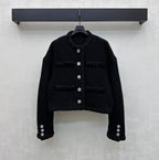 Chanel/Bound-Edge Crew-Neck Tweed Jacket