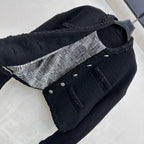 Chanel/Bound-Edge Crew-Neck Tweed Jacket