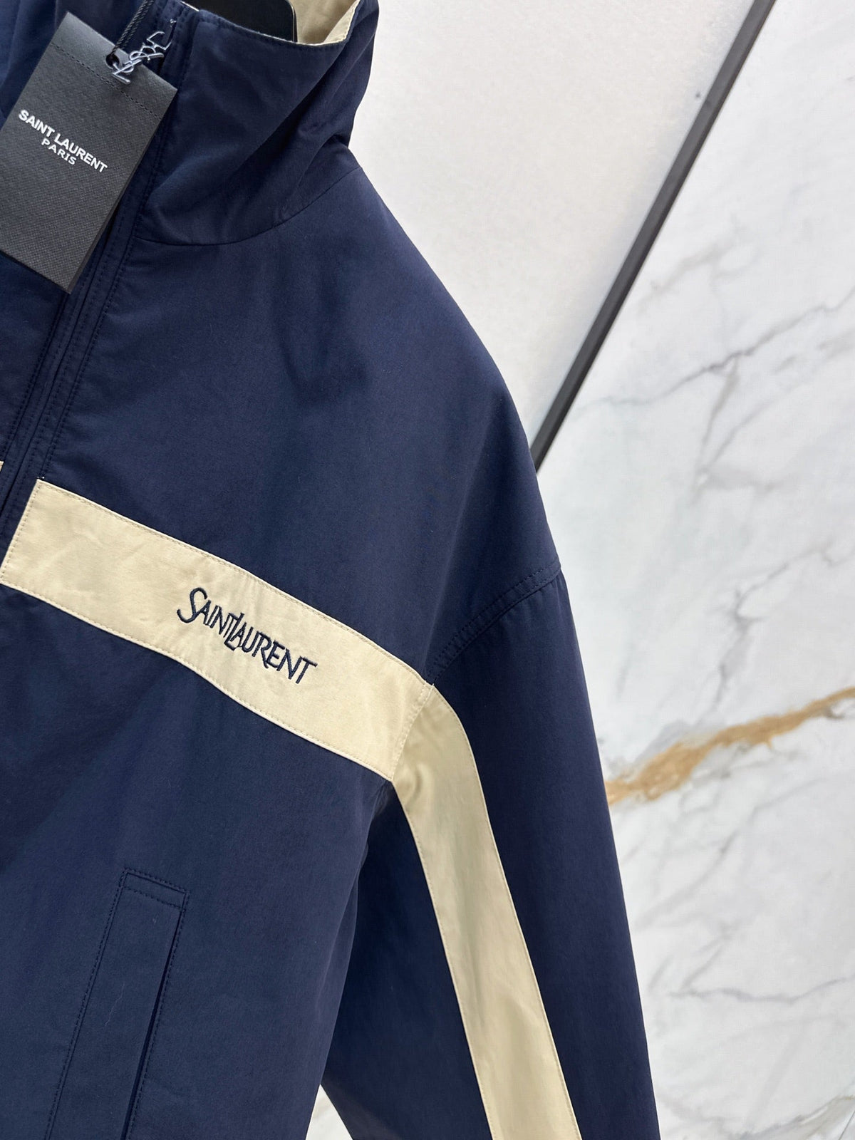 Color-Block Stand-Collar Jacket
