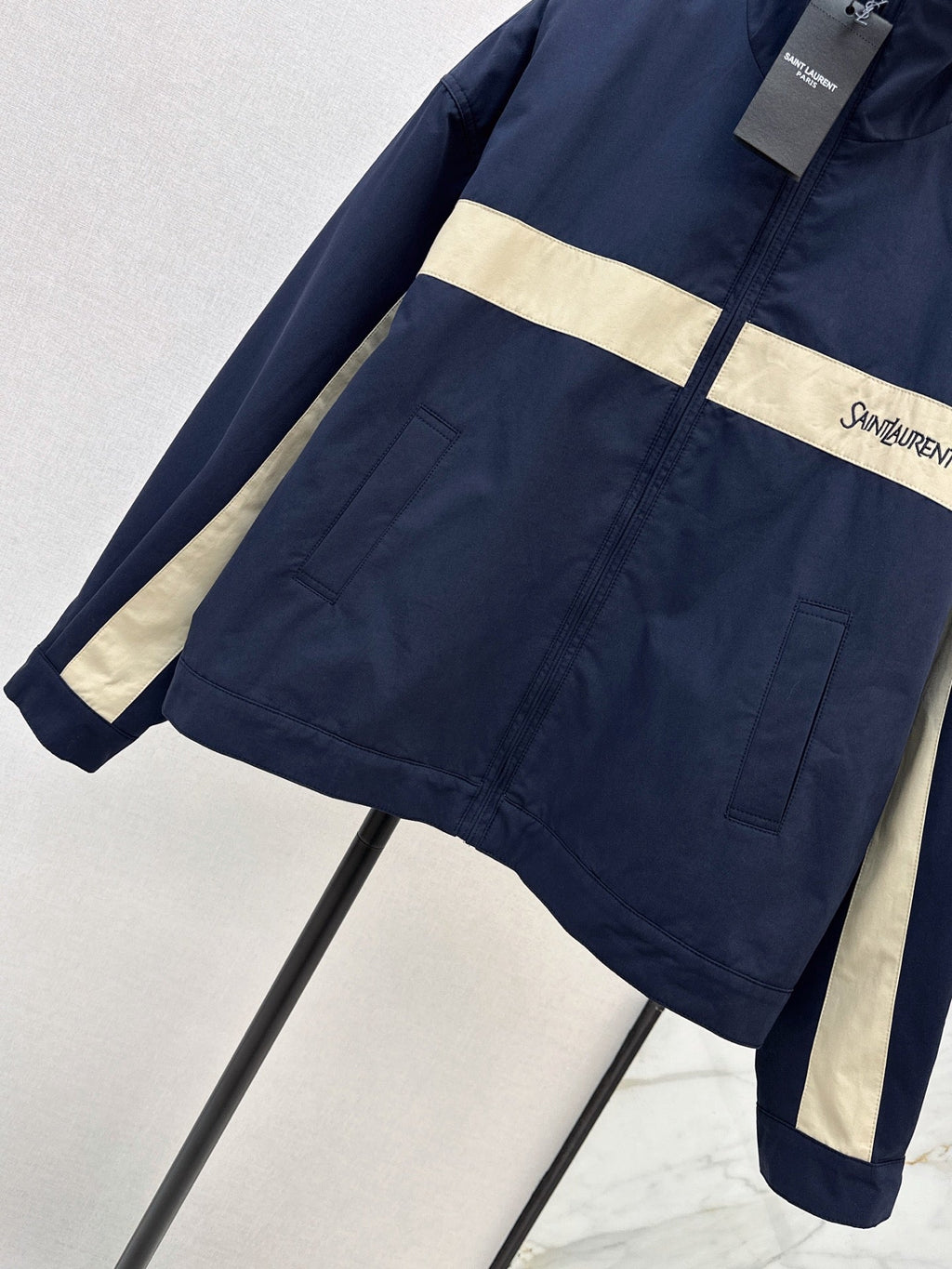 Color-Block Stand-Collar Jacket