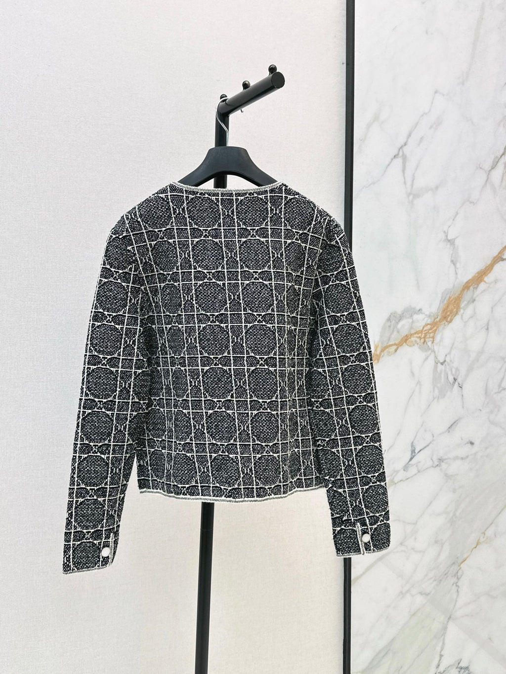 Cannage-pattern knit cardigan
