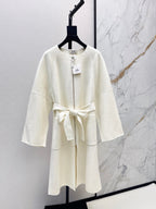 Hermès/26 Early Autumn New Double-Faced Round Neck Long Coat