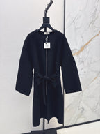 Hermès/26 Early Autumn New Double-Faced Round Neck Long Coat