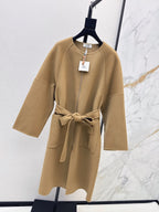 Hermès/26 Early Autumn New Double-Faced Round Neck Long Coat