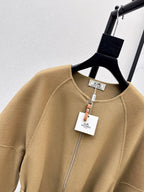 Hermès/26 Early Autumn New Double-Faced Round Neck Long Coat