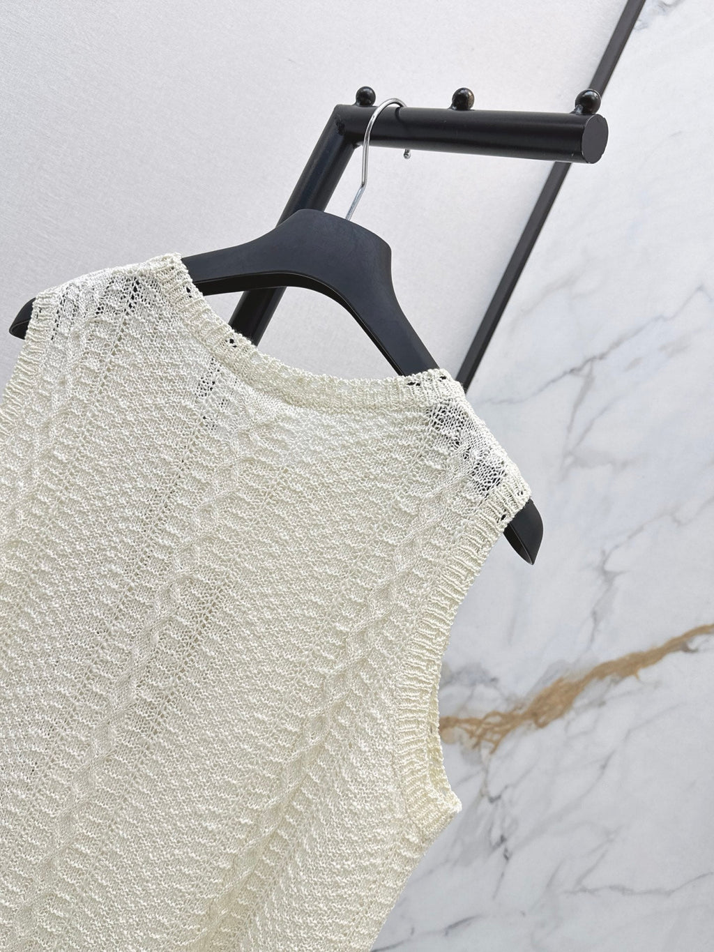 Sleeveless Crew-Neck Knit Top