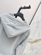 Vintage-Wash Hooded Denim Jacket