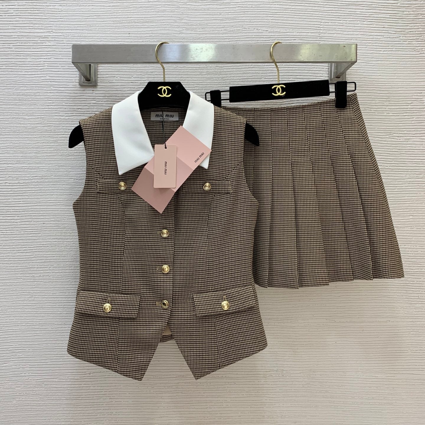 MiuMiu/26 New Houndstooth Pattern Two-Piece Set
