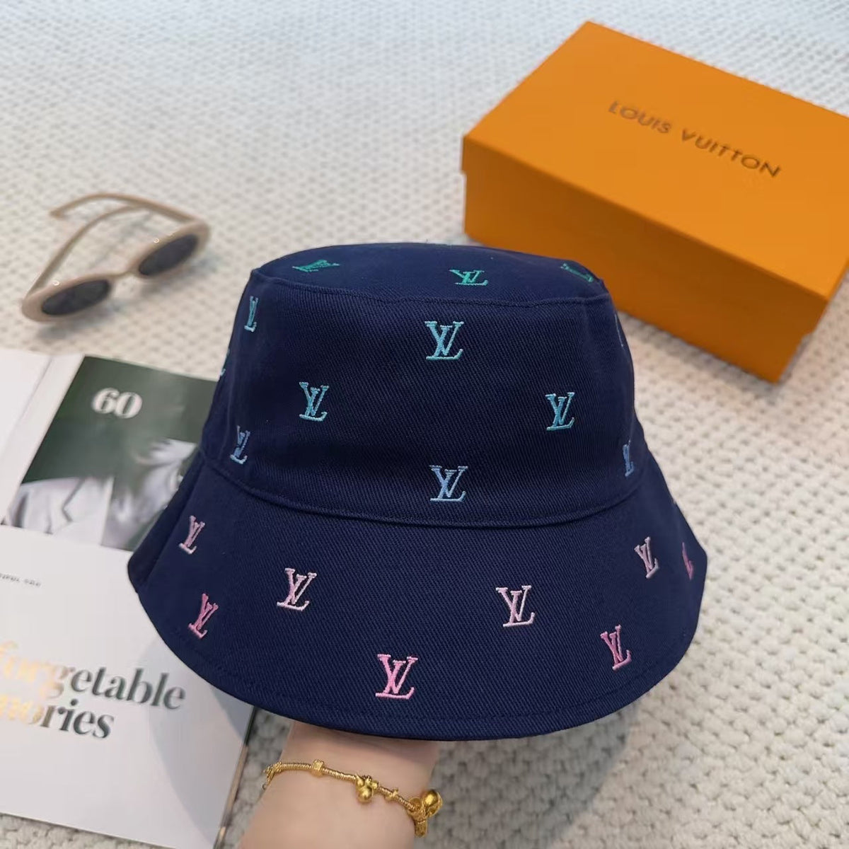New double-sided embroidered fisherman hat