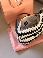 Black and white woven lunch box bag