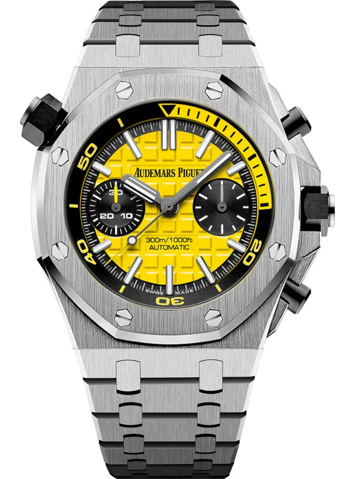 Yellow Steel -Silver 904L Steel - Quartz - 42mm