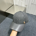 Wool blend patchwork baseball cap
