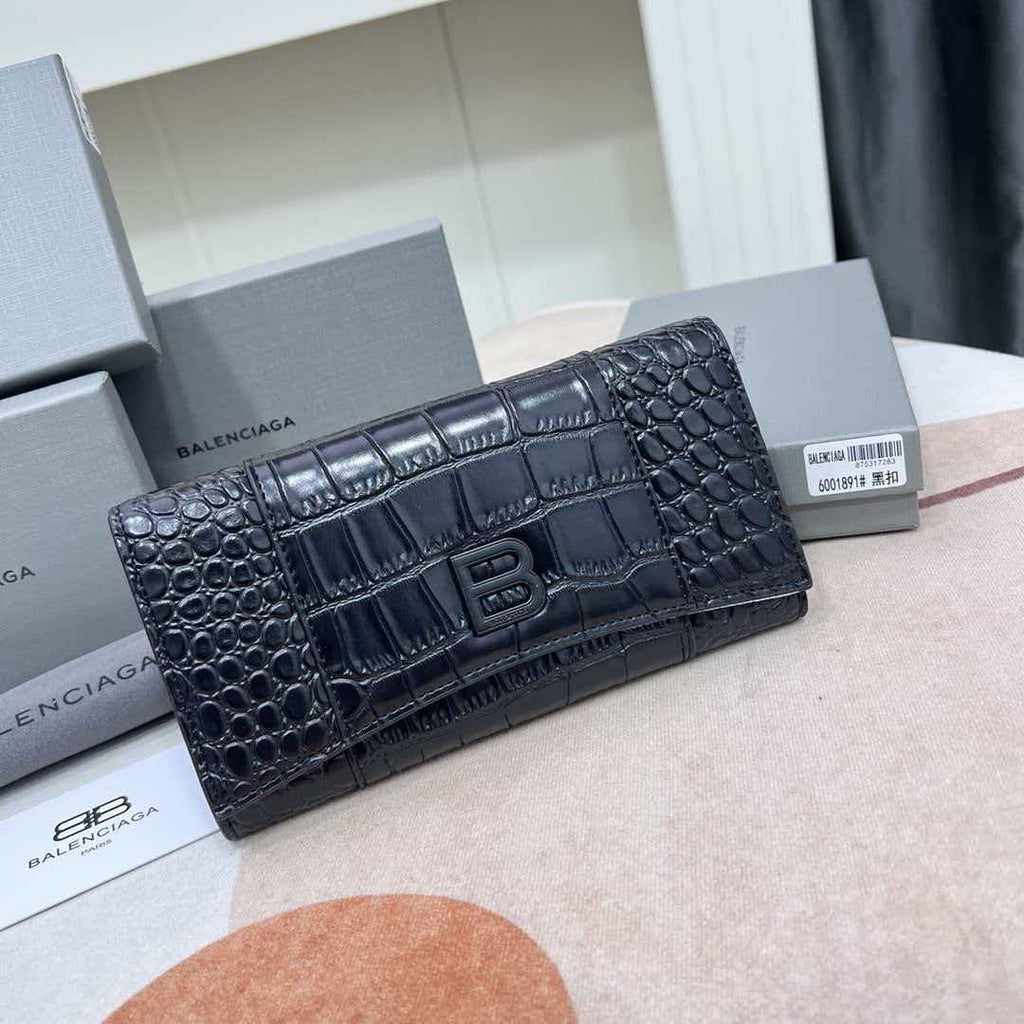 New crocodile patterned embossed cowhide large rectangular wallet