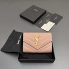 Short grain embossed leather envelope wallet \ nFlip wallet
