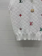 25SS Embroidered letter lapel knit vest
