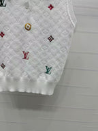 25SS Embroidered letter lapel knit vest
