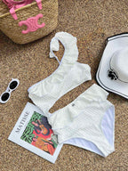 25 Summer new ruffle irregular one-piece swimsuit bikini