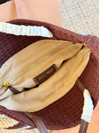 Vertical striped woven tote bag