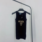 Letter Jacquard U-Neck Knitted Vest