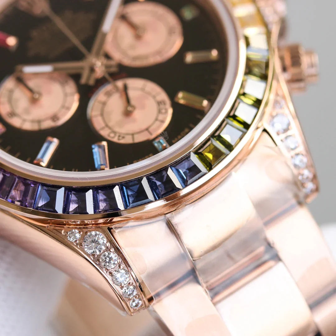 Chronograph -Rainbow Dial Luxury Steel Watch -Quartz- 40mm
