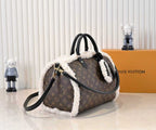 Canvas paired with comfortable wool leather handbag
