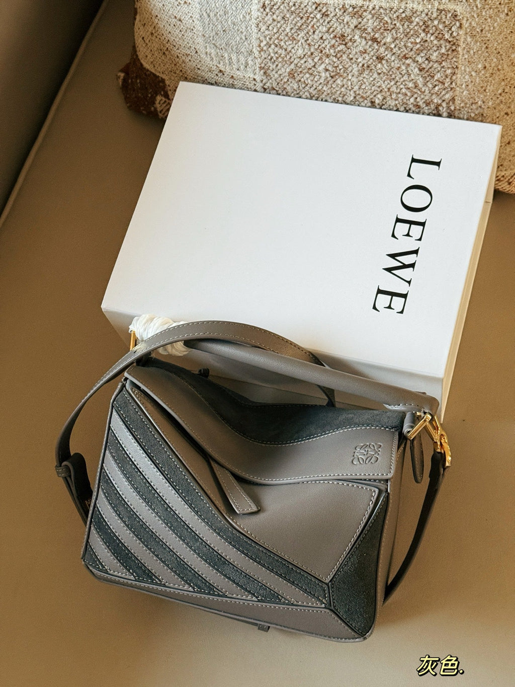 Matte leather patchwork color geometric bag cowhide