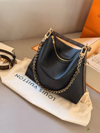 Pure black crescent chain tote bag