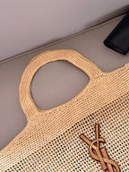 LanLafite Grass Weaving Large Logo Grass Weaving Mother Child Tote Tote Bag