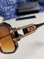 Steampunk retro square frame double beam sunglasses