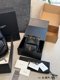 Vertical V-shaped bucket bag with double shoulder