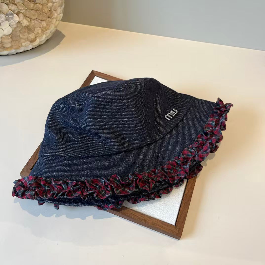 New lace denim fisherman hat