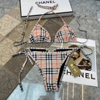 New plaid split swimsuit