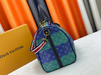 Blue green flower travel bag