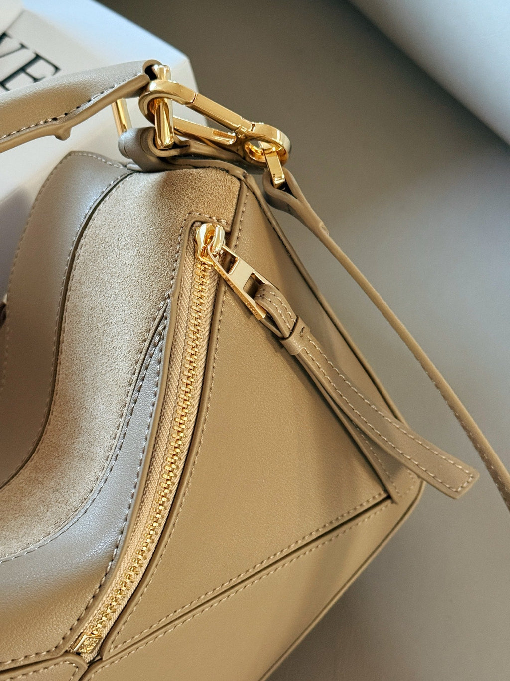 Matte leather patchwork color geometric bag cowhide