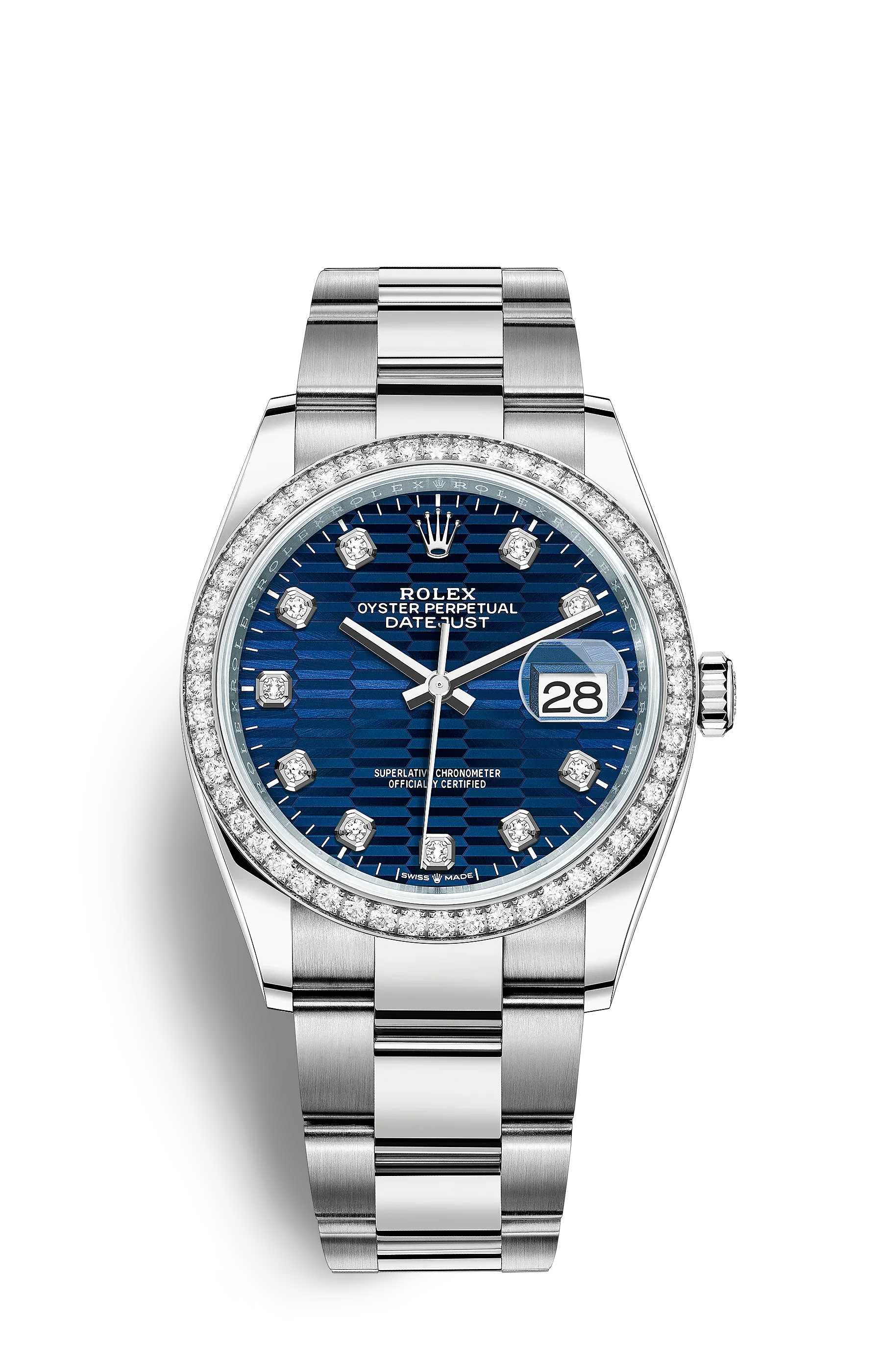 DATE-Steel,-white gold and diamonds- Automatic-36mm Watch