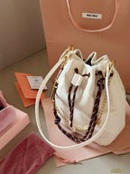 Canvas drawstring bucket bag