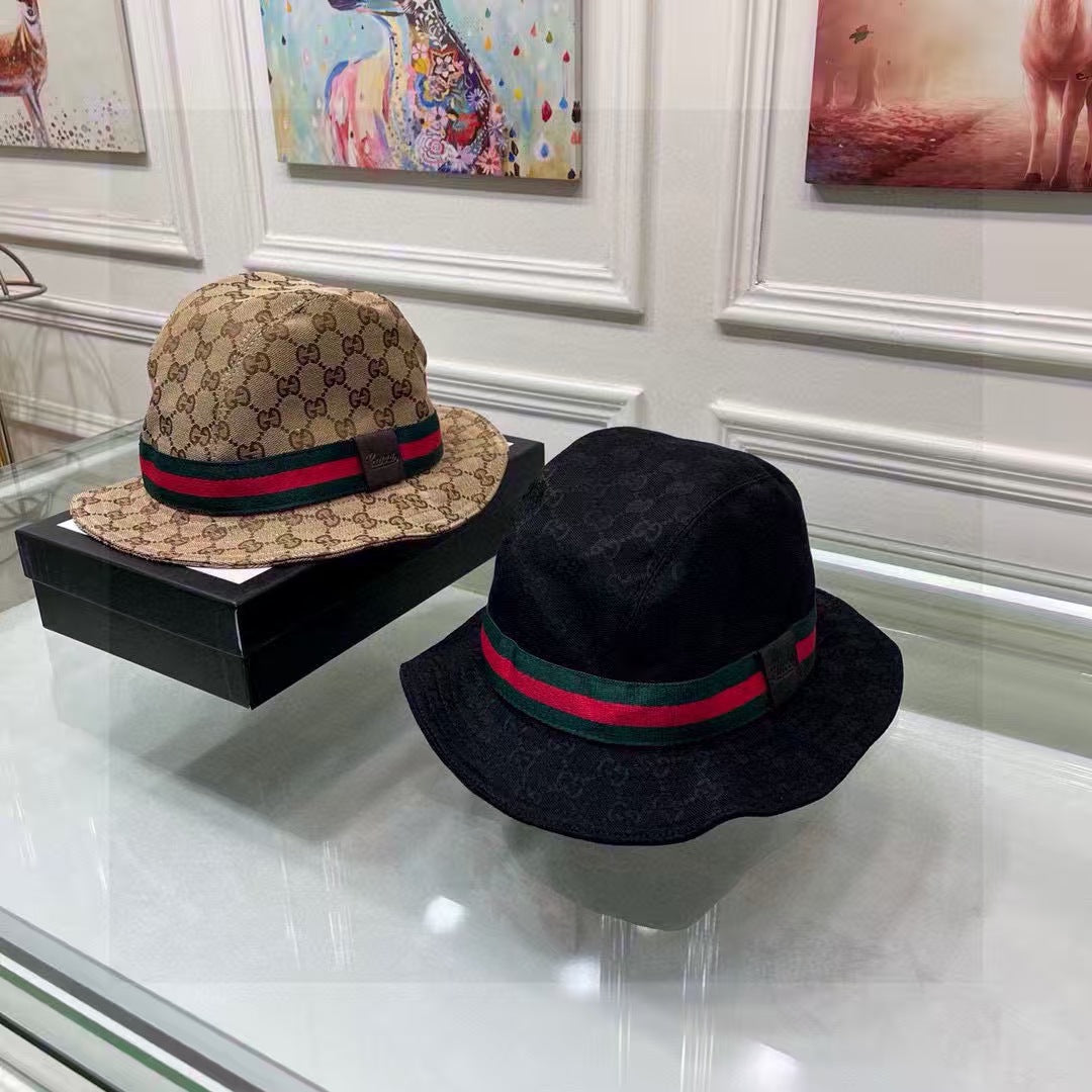 Red and green woven fisherman's hat