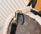 Canvas paired with comfortable wool leather handbag