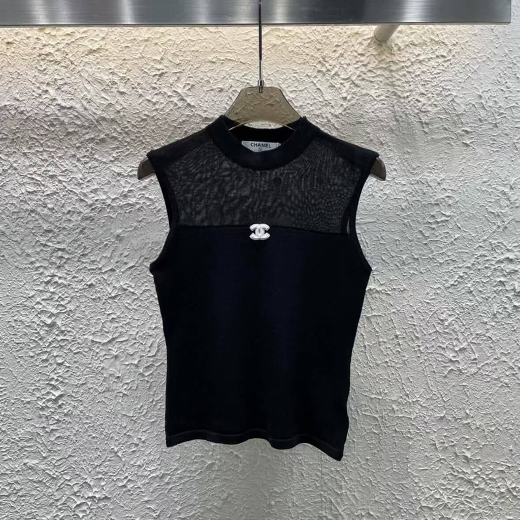 Fashionable Semi-Sheer Slim Fit Vest